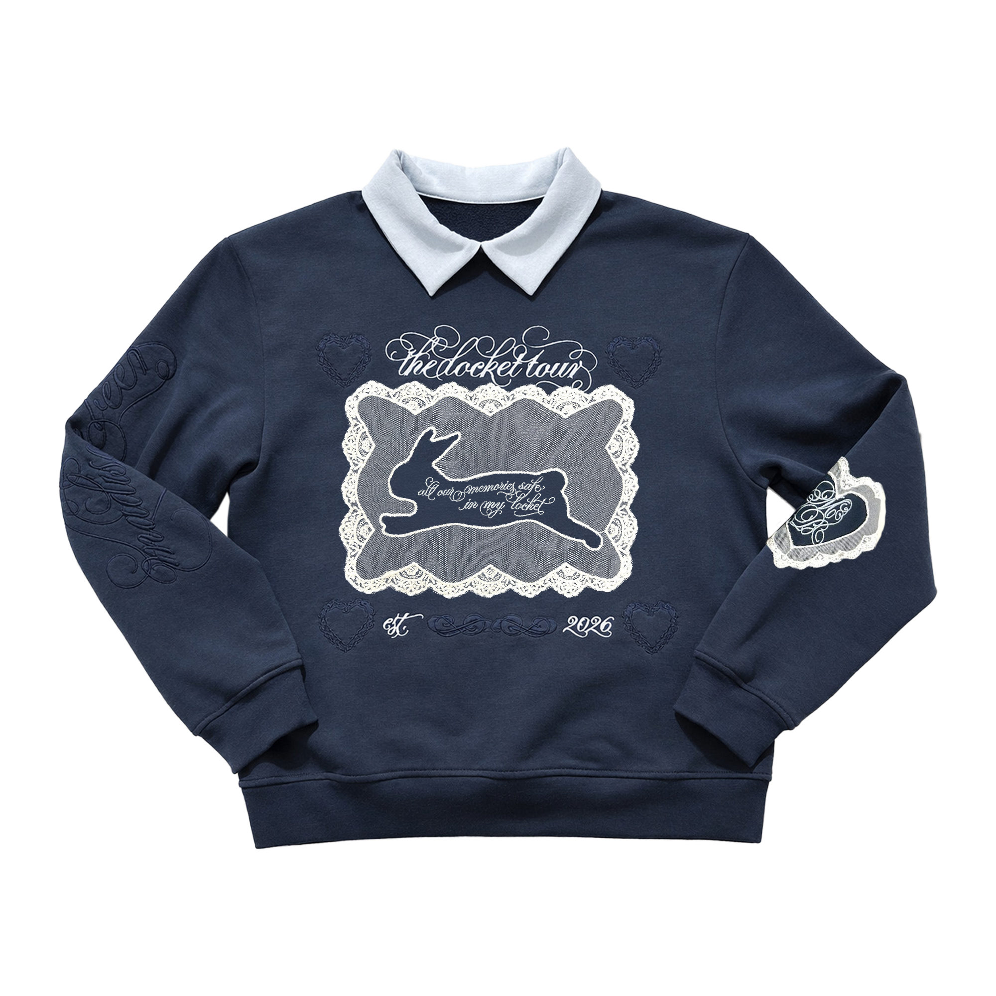 Madison Beer The Locket Tour collared navy blue sweatshirt