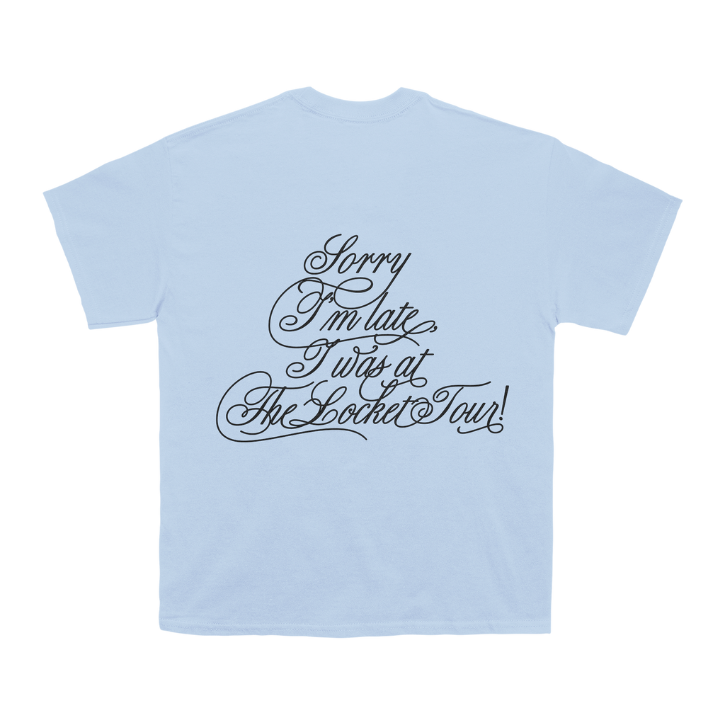 Light blue Madison Beer t-shirt with black text.