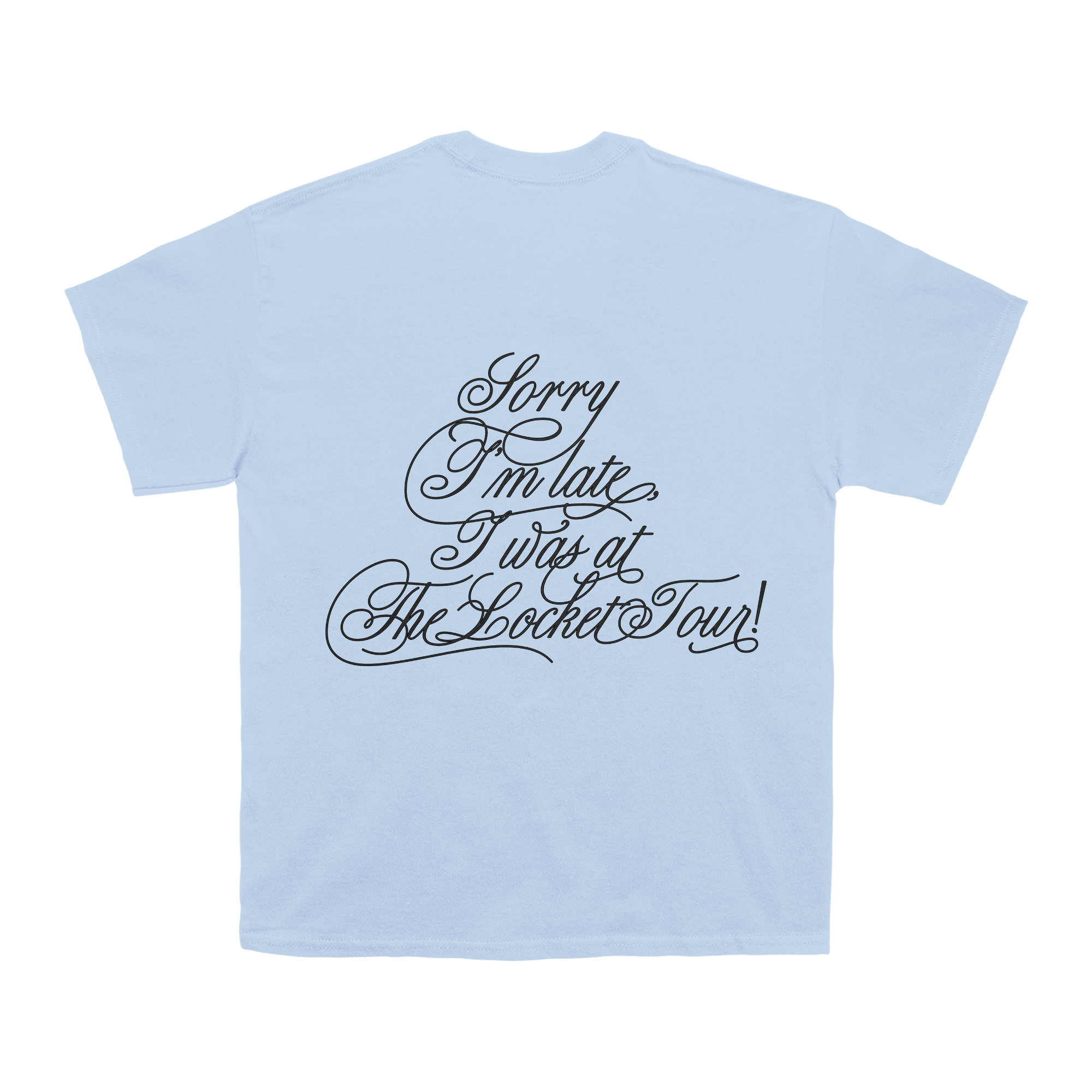 Light blue Madison Beer t-shirt with black text.