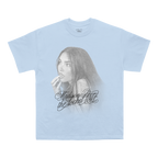 Light blue t-shirt with a graphic of Madison Beer