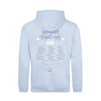 Light blue Madison Beer hoodie with text and graphics
