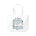 White Madison Beer tote bag with swan design.